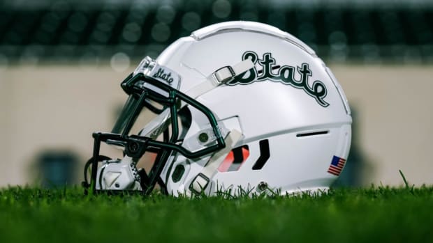 MSU 'State' script helmet 2
